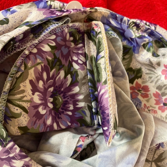 VTG 80s Does 40s Day / Shirt Dress Blue Purple Floral Sz 8P Tabby California - Picture 5 of 9